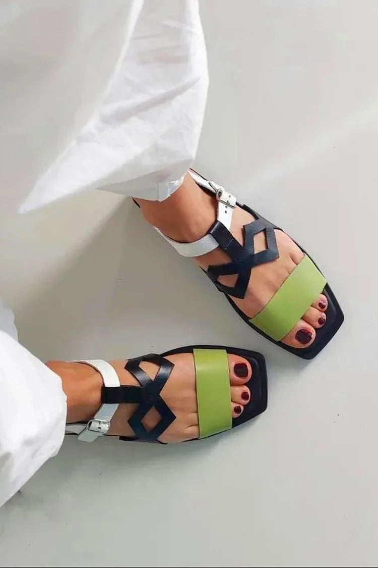 Eugenie | Colour-Block Square-Toe Sandal