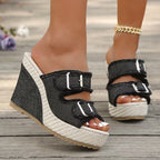 Sidonie | Frayed Edge Wedge Sandals