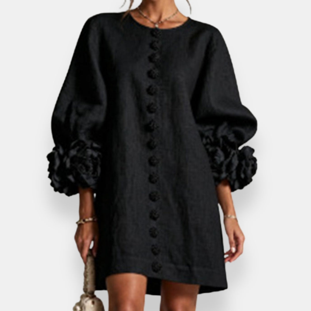 Verity | Floral-Cuff Shift Mini Dress