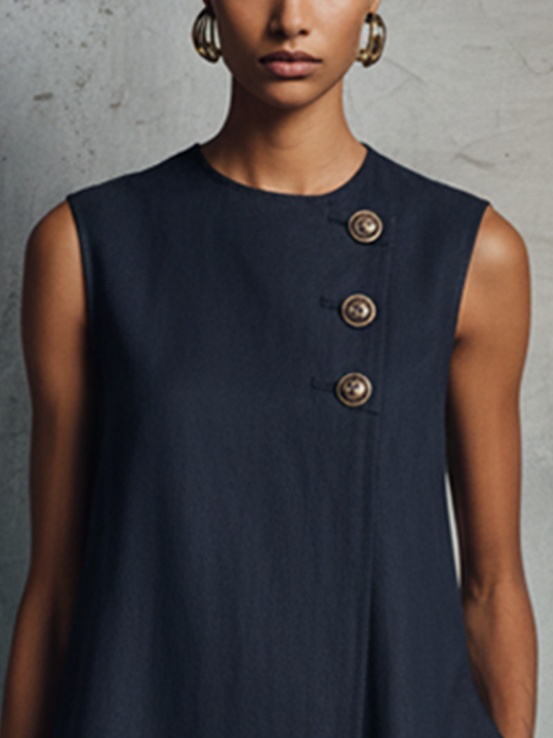 Irene | Asymmetric Button Detail Mini Dress