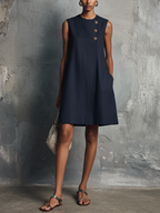 Irene | Asymmetric Button Detail Mini Dress