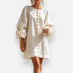 Verity | Floral-Cuff Shift Mini Dress