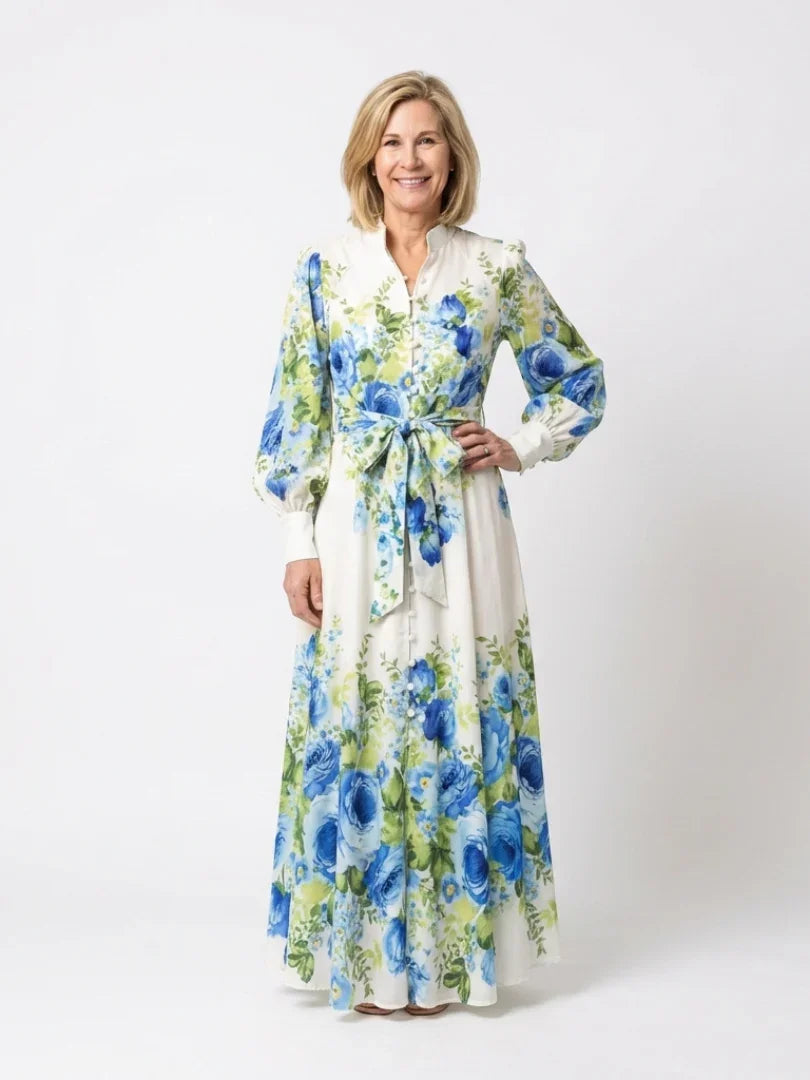 Minna | Floral Button Front Long Sleeve Maxi Dress