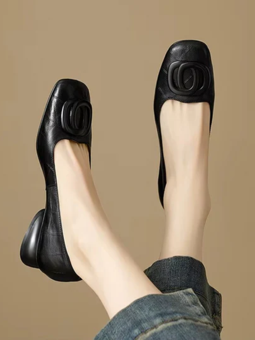 Adina | Vegan Leather Square-Toe Ballet Flats