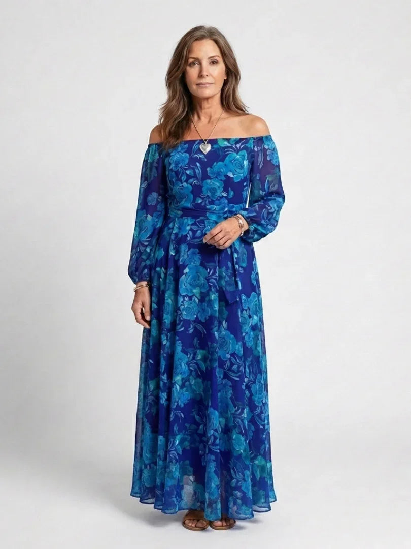 Tabitha | Floral Off-Shoulder Long Sleeve Maxi Dress