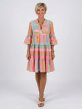 Hester | V-Neck Geometric Print Tiered Knee-Length Dress