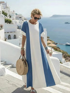 Skye | Colour Block Maxi Dress With Short Sleeves