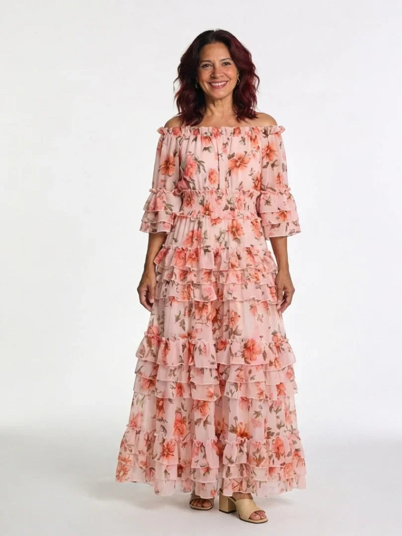 Primrose | Floral Off-Shoulder Ruffle Tiered Maxi Dress