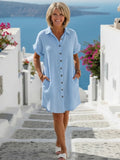 Katya | Short Sleeve Collared Knee Length Dress