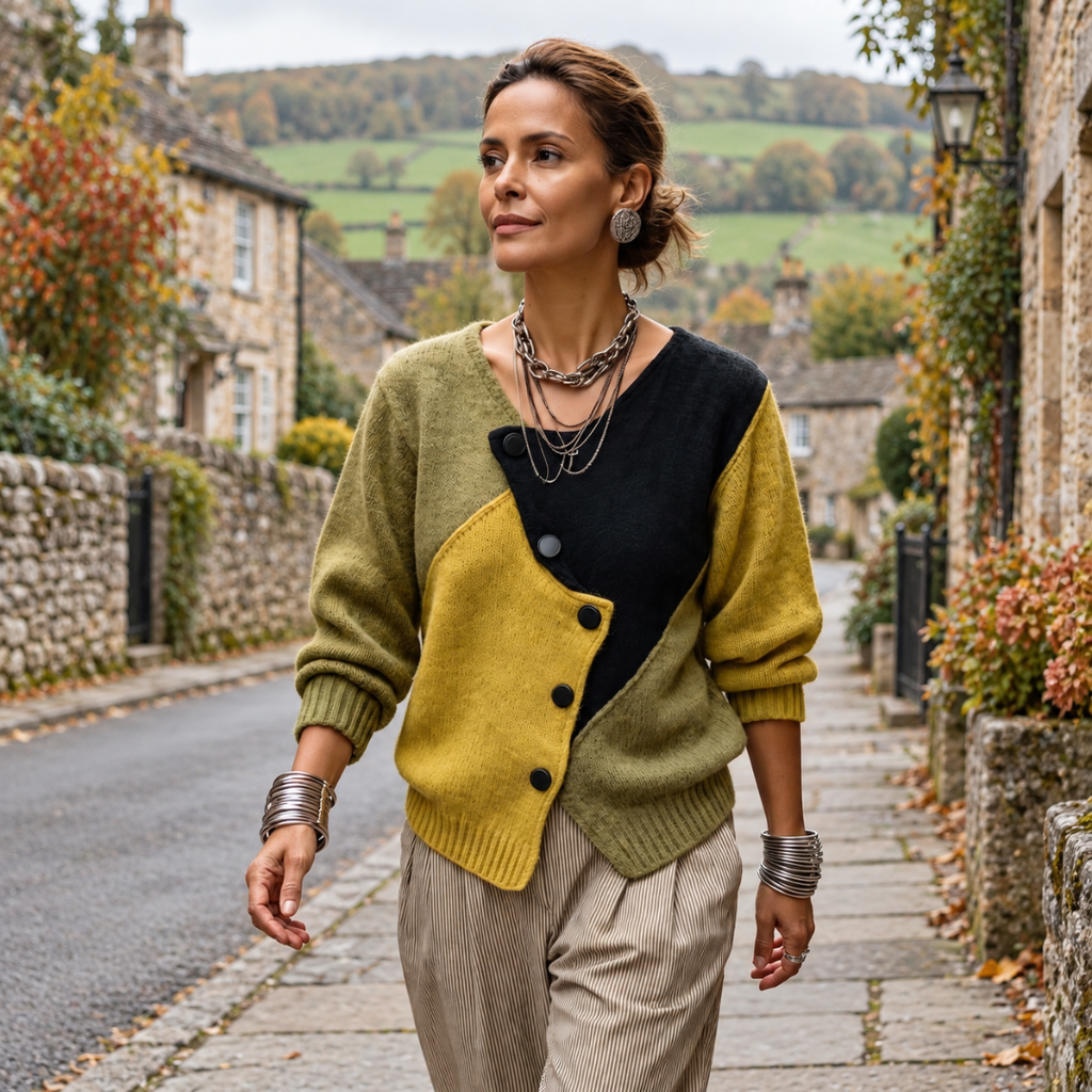 Matilda | Colour-Block Button-Detail Jumper