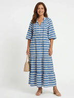 Marian | Tiered Diamond Print Midi Dress