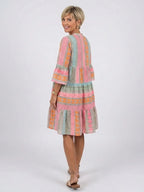 Hester | V-Neck Geometric Print Tiered Knee-Length Dress