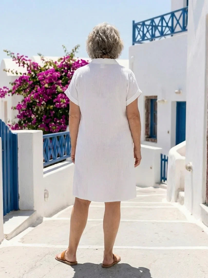 Aida | Knee-Length Short Sleeve Dress With Front Pockets