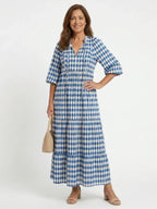 Marian | Tiered Diamond Print Midi Dress