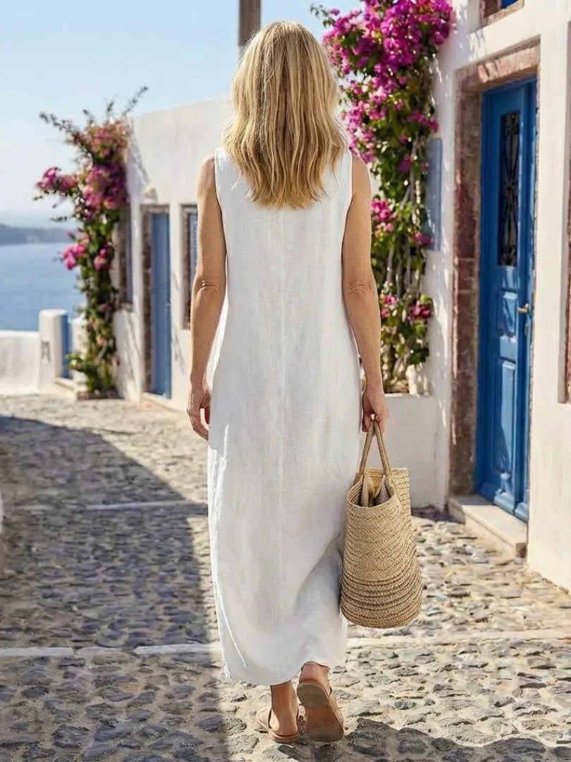 Maxine | Relaxed Sleeveless Round Neck Midi Dress