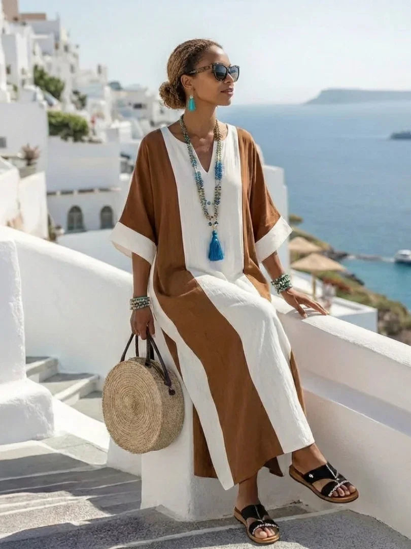 Darla | Relaxed Colour Block Short Sleeve Maxi Dress