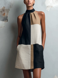 Opal | Colour-Block Halter Neck Mini Dress