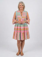 Hester | V-Neck Geometric Print Tiered Knee-Length Dress