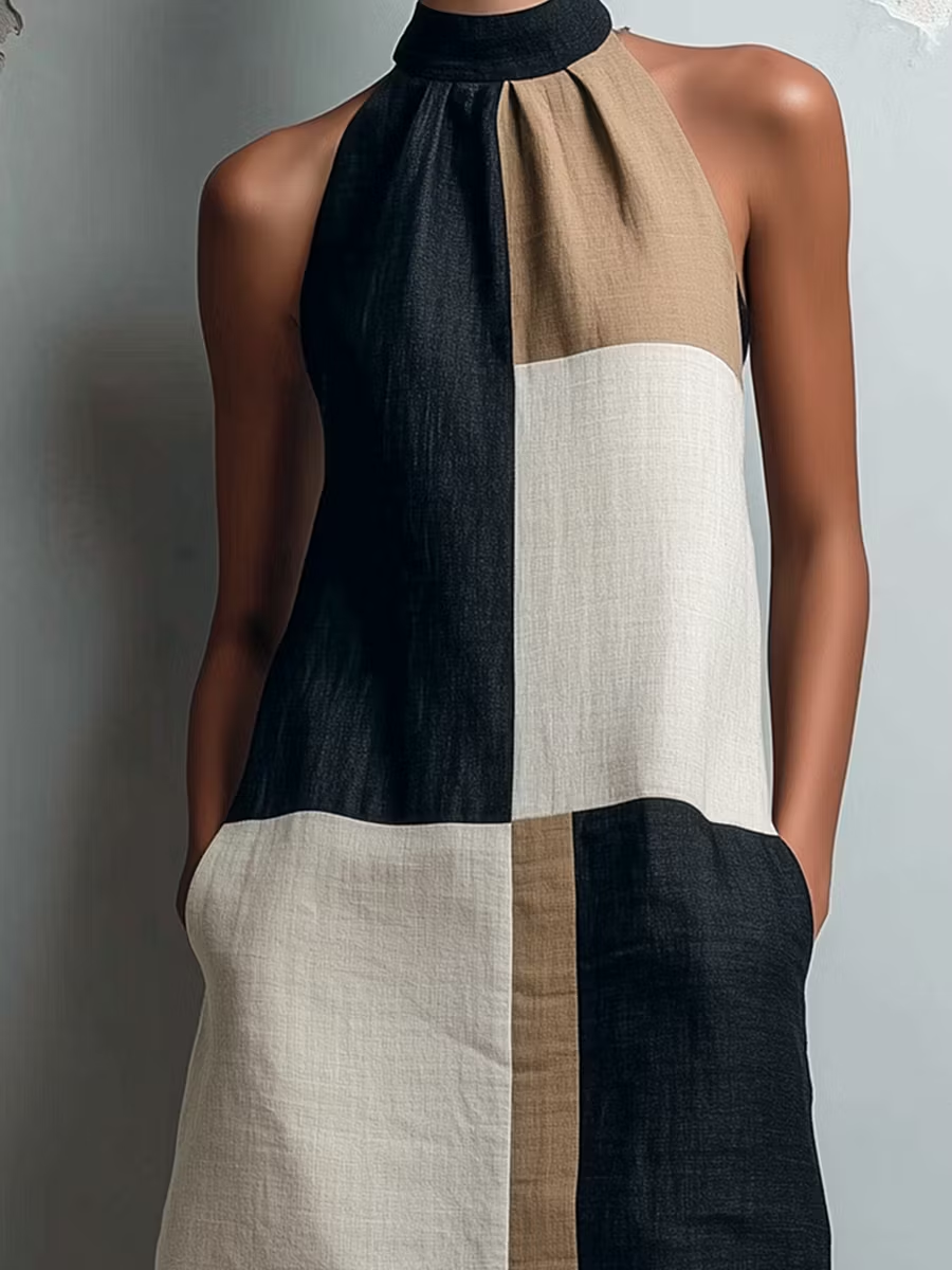 Opal | Colour-Block Halter Neck Mini Dress