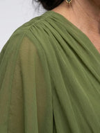 Nessa | Draped V-Neck Tie-Waist Midi Dress