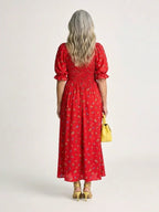 Azalea | Floral Square Neck Puff Sleeve Midi Dress