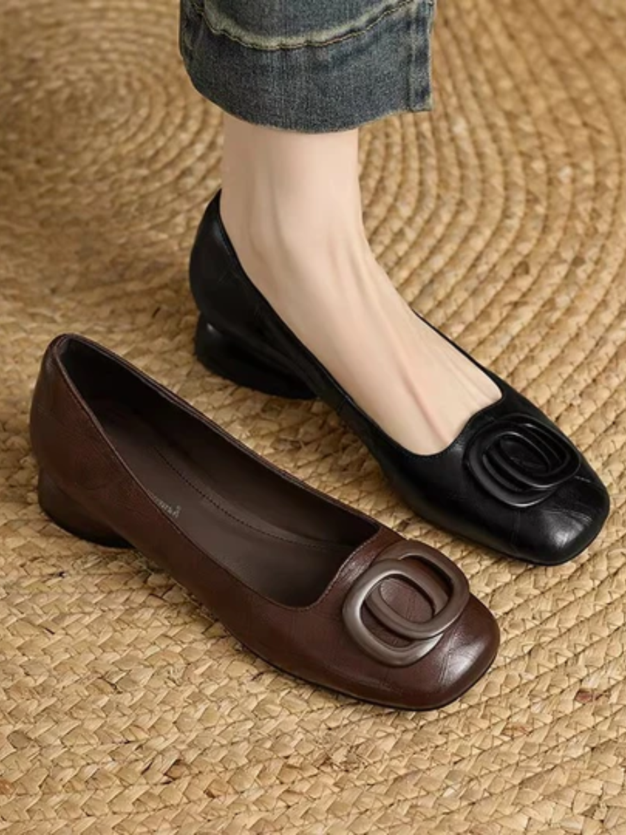 Adina | Vegan Leather Square-Toe Ballet Flats