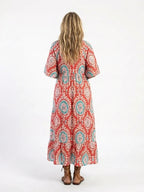 Arden | V-Neck Paisley Print Short Sleeve Midi Dress