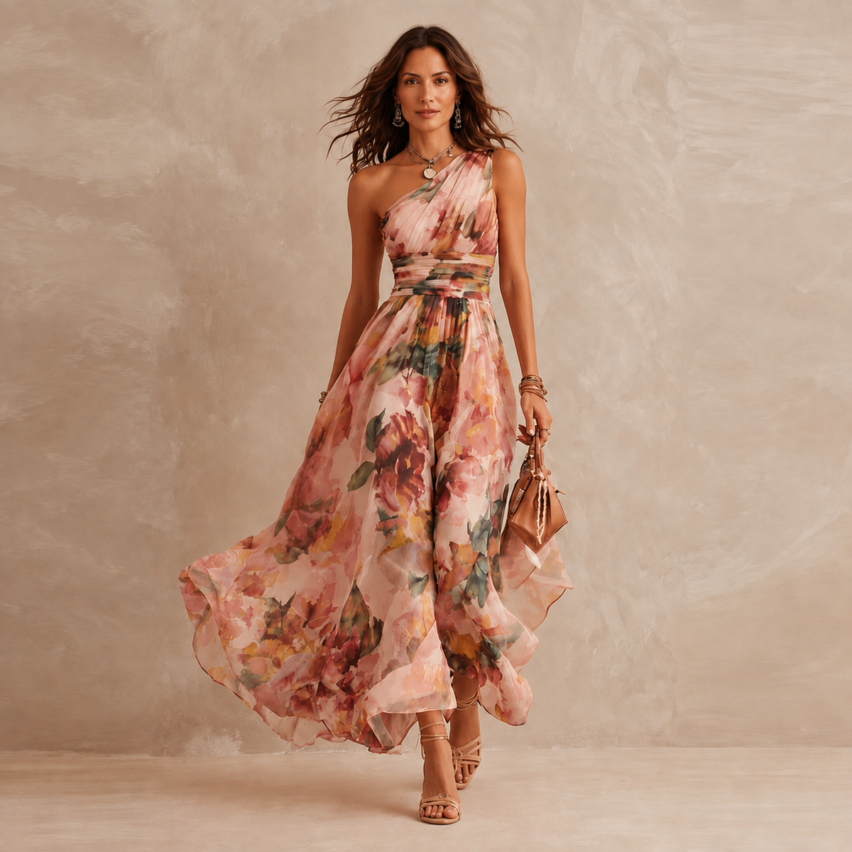 Amina | Floral One-Shoulder Maxi Dress