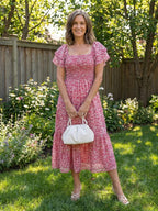 Celine | Floral Off-Shoulder Smocked Midi Dress