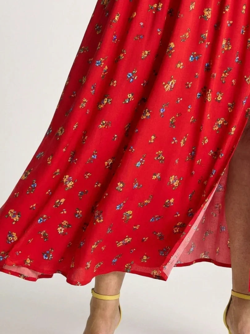 Azalea | Floral Square Neck Puff Sleeve Midi Dress