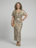 Sasha | V-Neck Abstract Print Twist-Waist Midi Dress