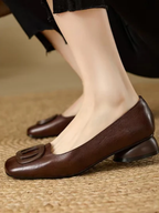 Adina | Vegan Leather Square-Toe Ballet Flats