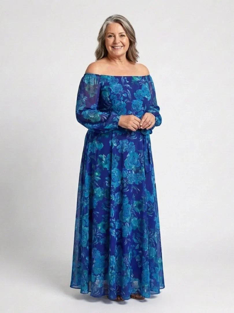 Tabitha | Floral Off-Shoulder Long Sleeve Maxi Dress