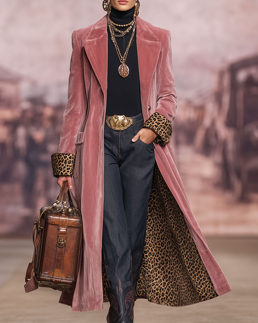 Sloane | Leopard-Lined Long Tailored Coat
