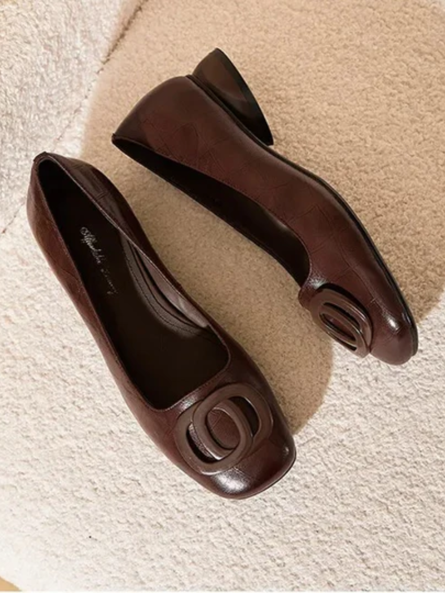Adina | Vegan Leather Square-Toe Ballet Flats