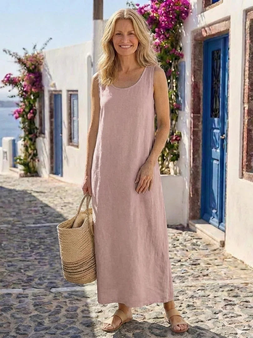 Maxine | Relaxed Sleeveless Round Neck Midi Dress
