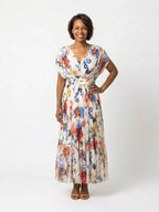 Raya | Pleated Floral Short Sleeve Midi Dress