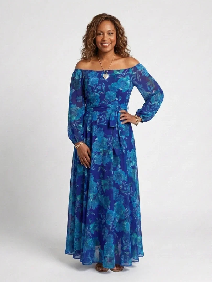 Tabitha | Floral Off-Shoulder Long Sleeve Maxi Dress