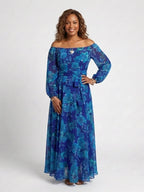 Tabitha | Floral Off-Shoulder Long Sleeve Maxi Dress