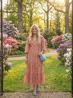 Daphne | V-Neck Geometric Print Tiered Midi Dress