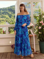 Tabitha | Floral Off-Shoulder Long Sleeve Maxi Dress