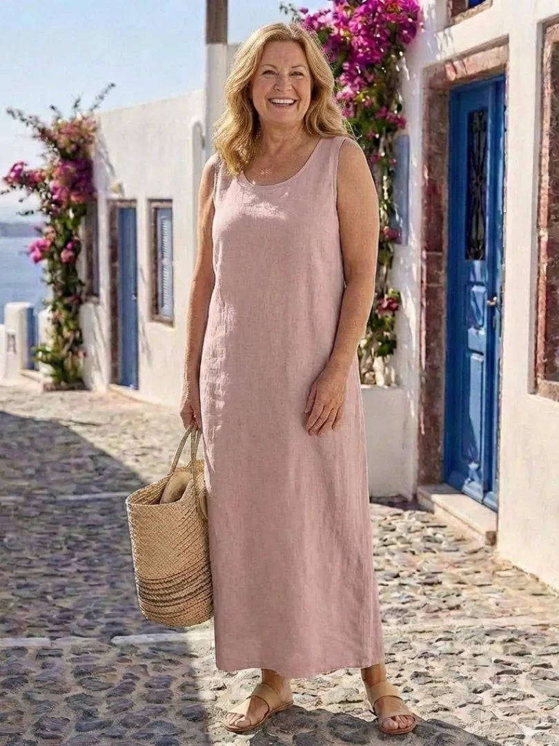 Maxine | Relaxed Sleeveless Round Neck Midi Dress
