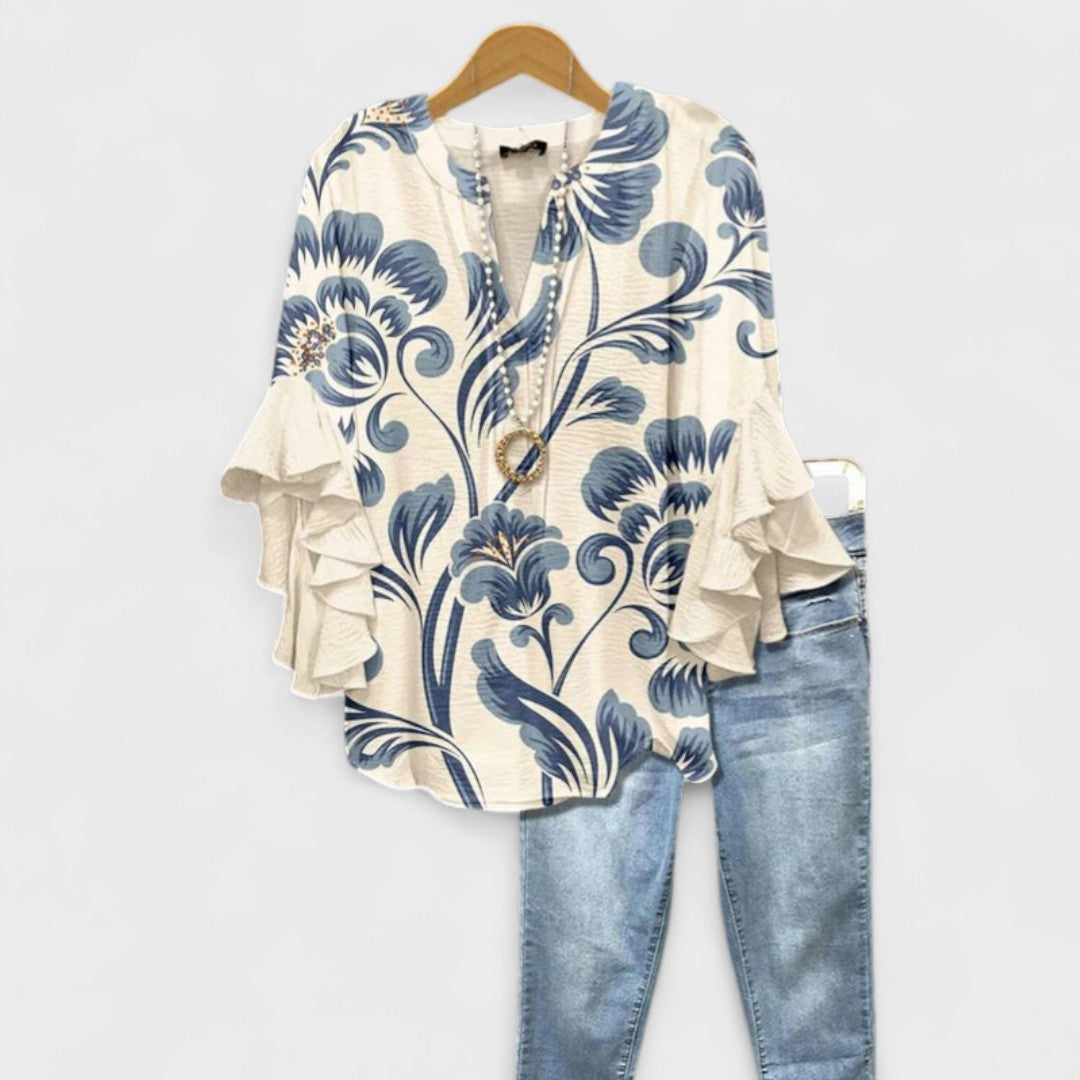 Maybelle | Ruffle Sleeve V-Neck Blouse