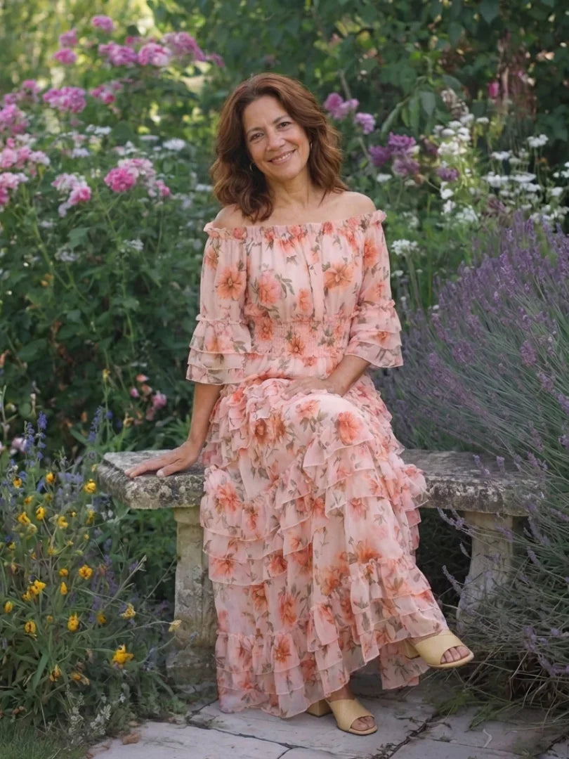 Primrose | Floral Off-Shoulder Ruffle Tiered Maxi Dress