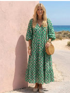 Lisette | V-Neck Floral Print Tiered Midi Dress