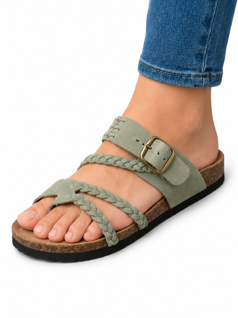 Tindra | Braided Buckle Toe-Post Sandals