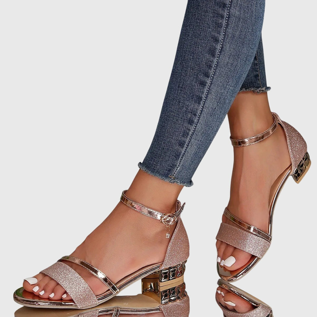Thea | Embellished Low Heel Sandals