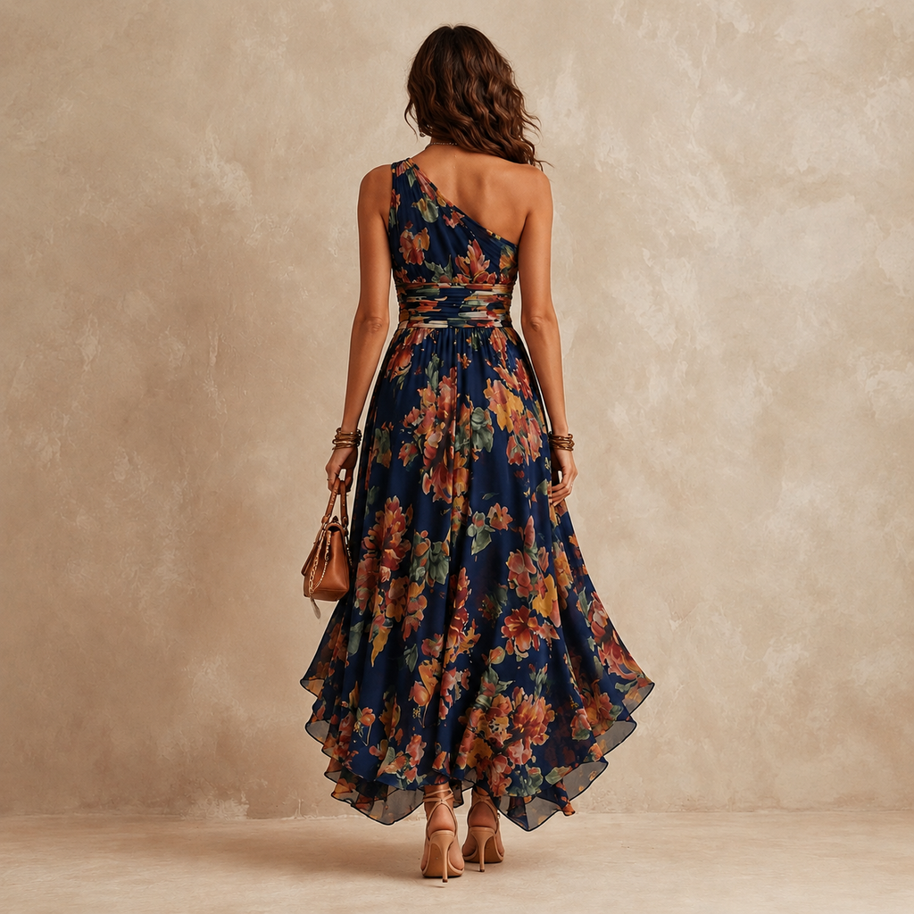 Amina | Floral One-Shoulder Maxi Dress