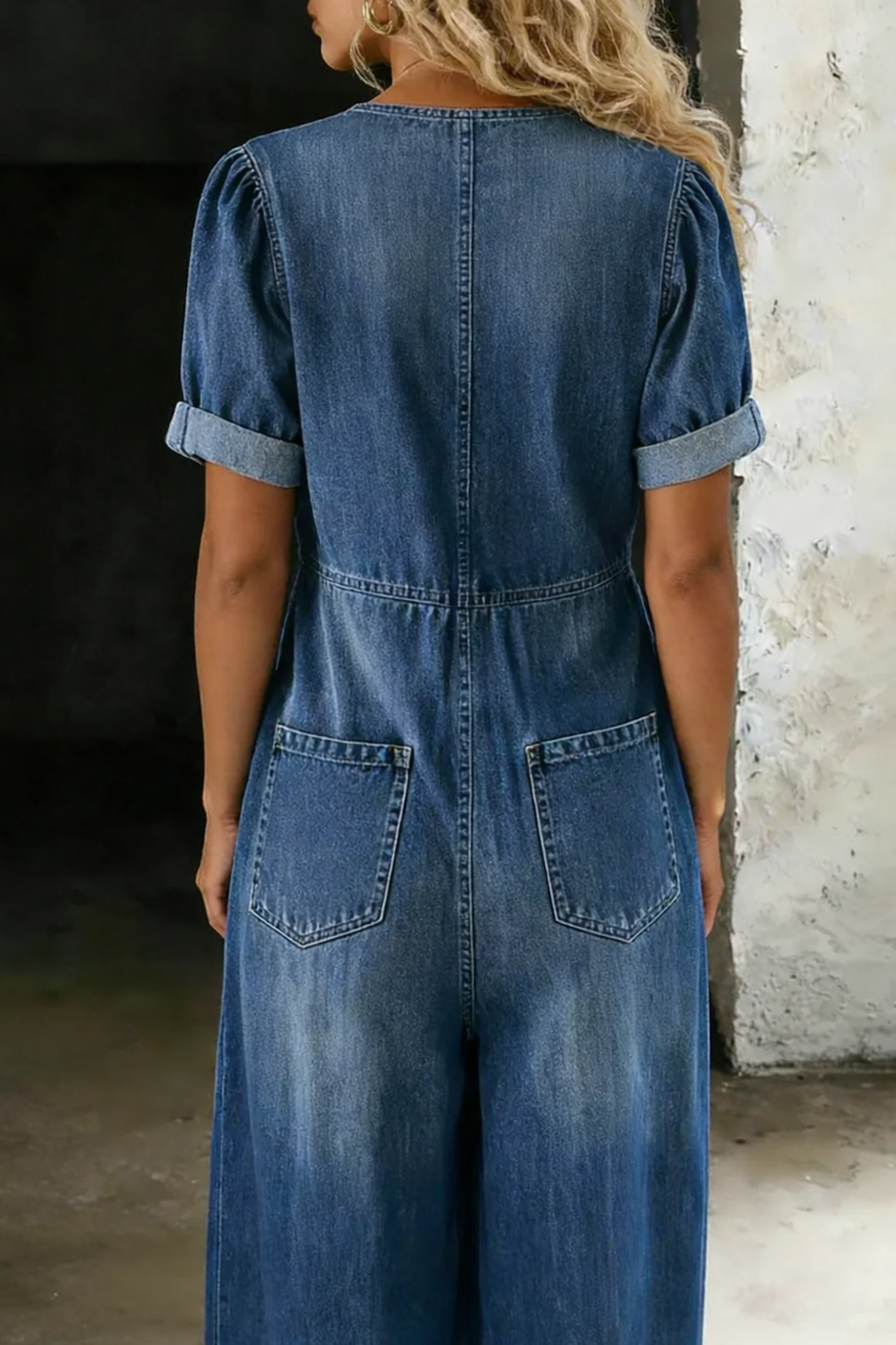 Edie | Wide-Leg V-Neck Denim Jumpsuit