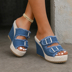 Sidonie | Frayed Edge Wedge Sandals